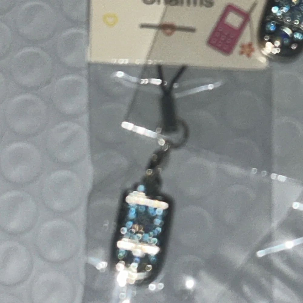 Silver and Blue Cell Phone Charm